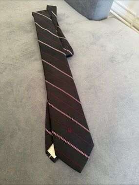 Christian Dior Black Striped Men's Tie - Black with Pink and White Stripes